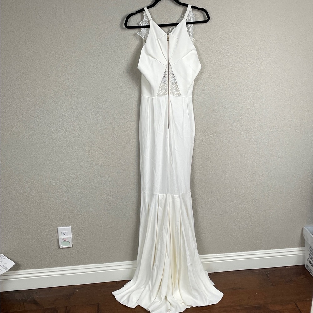 NWT Roland Mouret Mirah Gown Geometric Lace Stretch Double Crepe Wedding US 4 - Picture 5 of 16